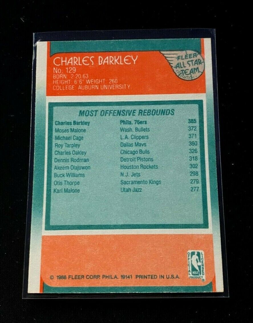 1988 Fleer Charles Barkley All Star Card (GREAT CONDITION!)