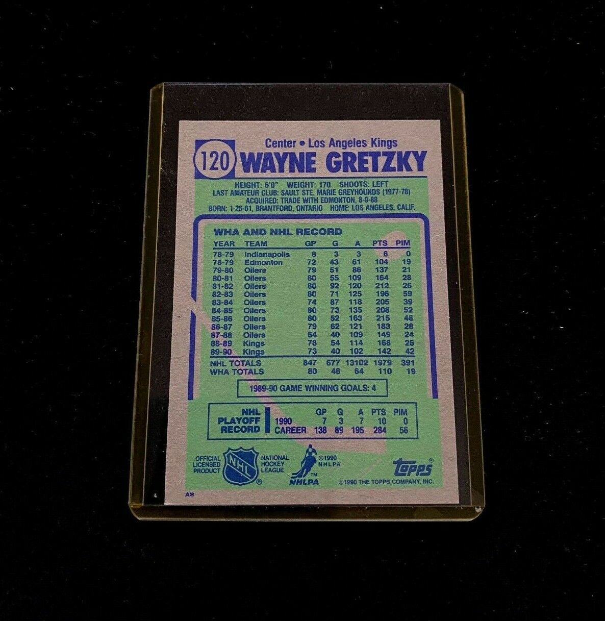 1990 Topps Wayne Gretzky Hockey Card! (GREAT CONDITION!)
