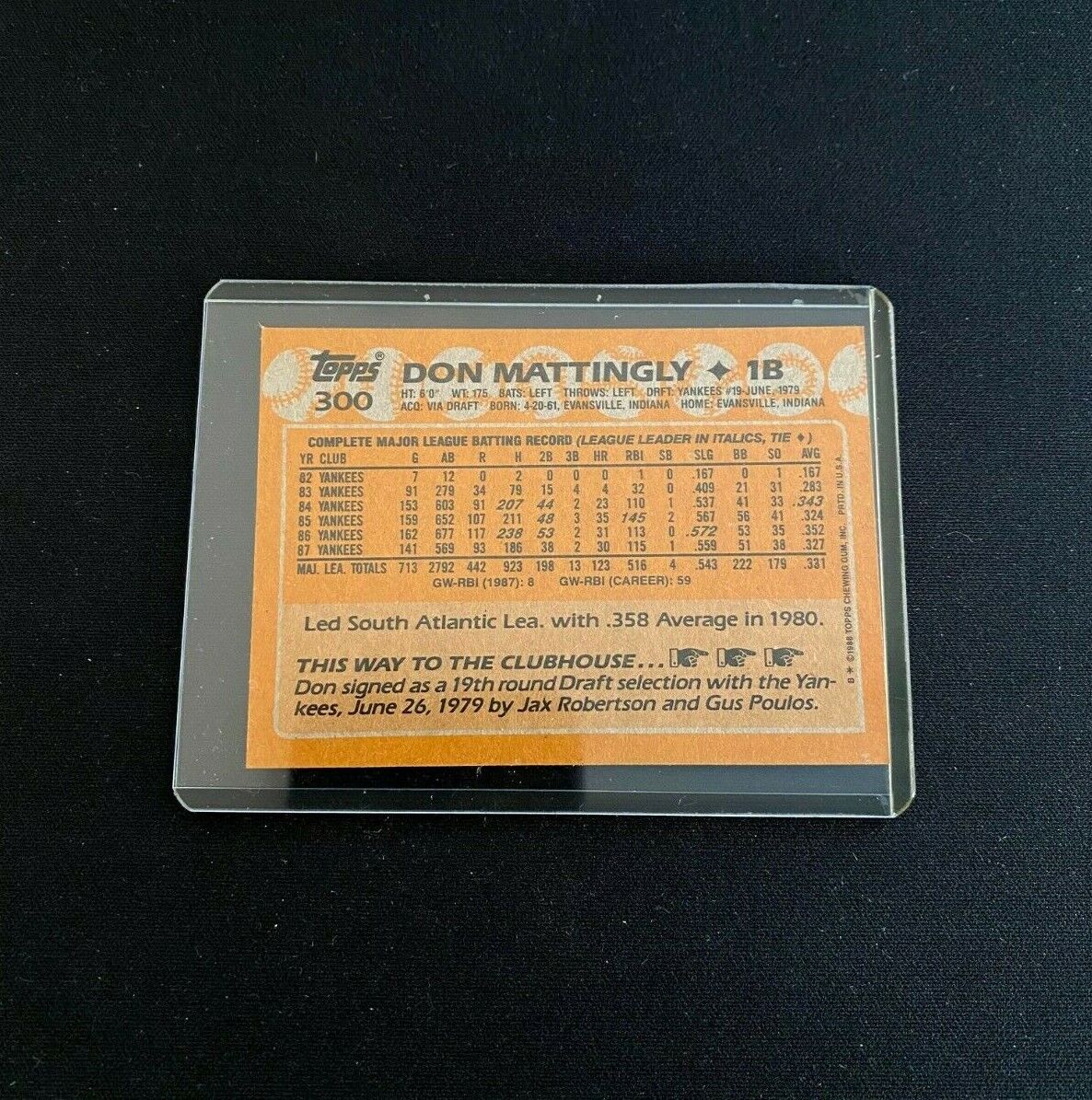 1988 Topps Don Mattingly Rookie Card