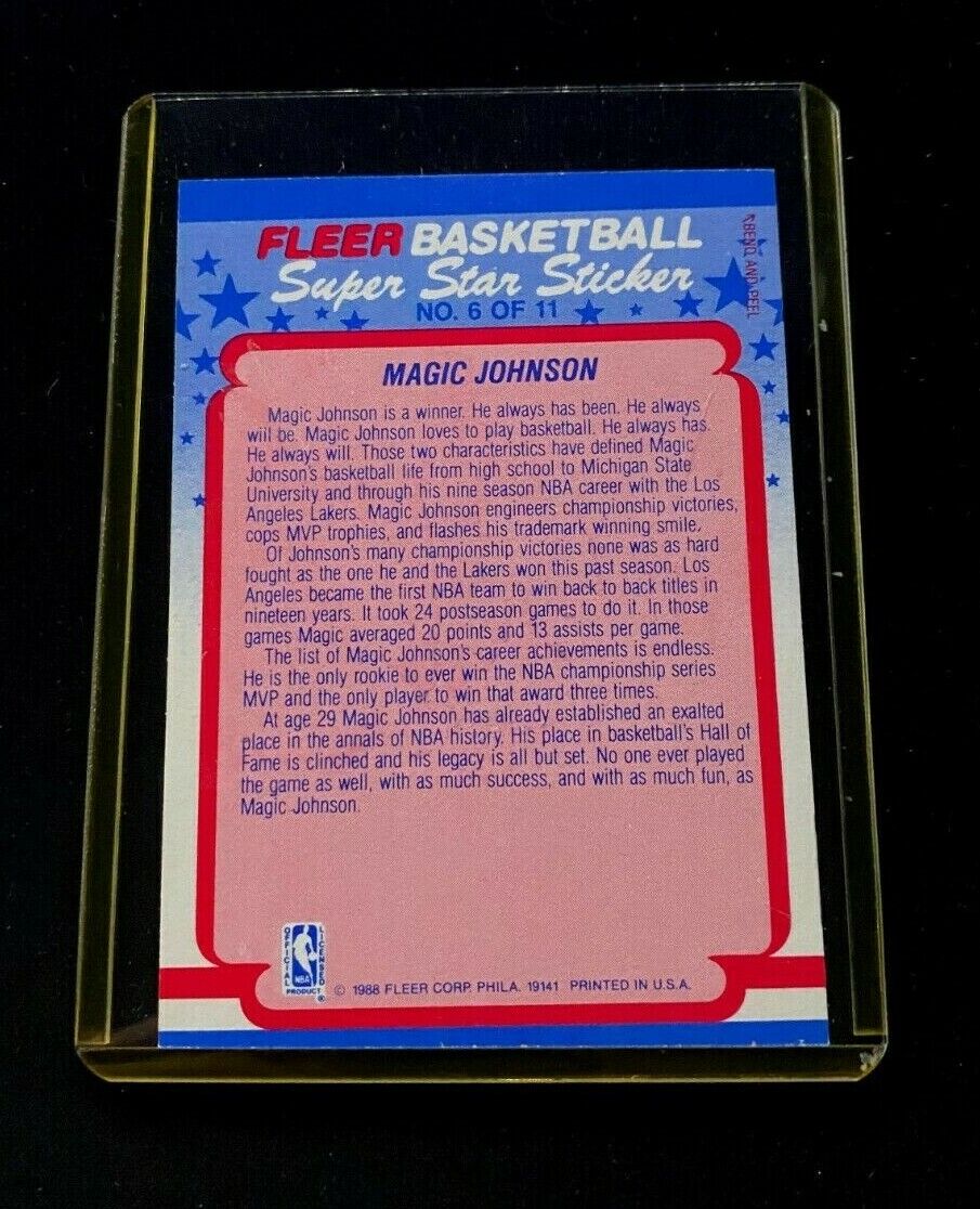 1988 Fleer Magic Johnson Super Star Sticker Card (GREAT CONDITION!)